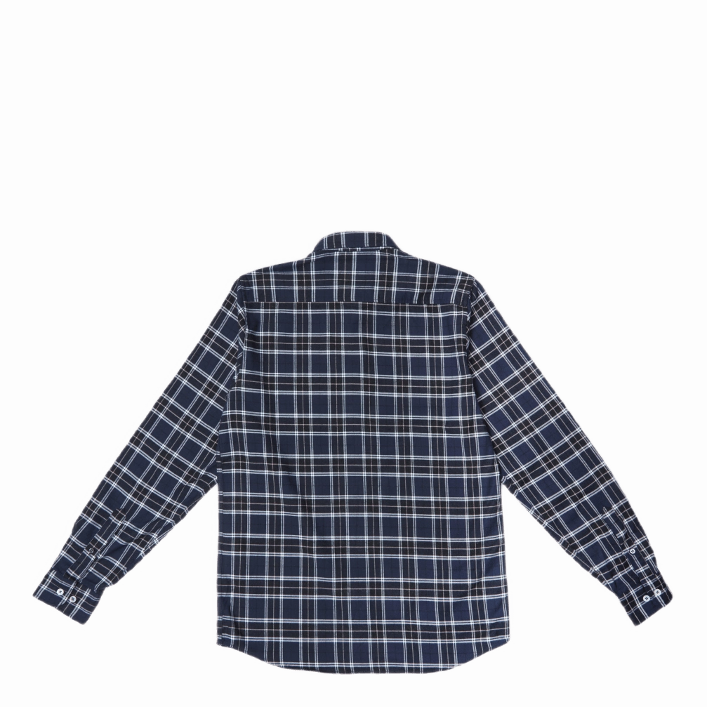 Anton Brushed Flannel Check Dark Navy