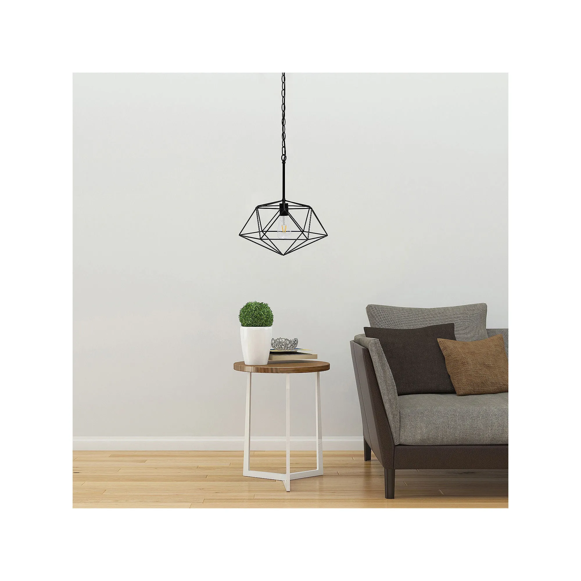 Asstd National Brand 1-Light 16" Modern Metal Wire Paragon Hanging Ceiling Fixture Pendant Light LHP-3003-BK - BLACK ONE SIZE
