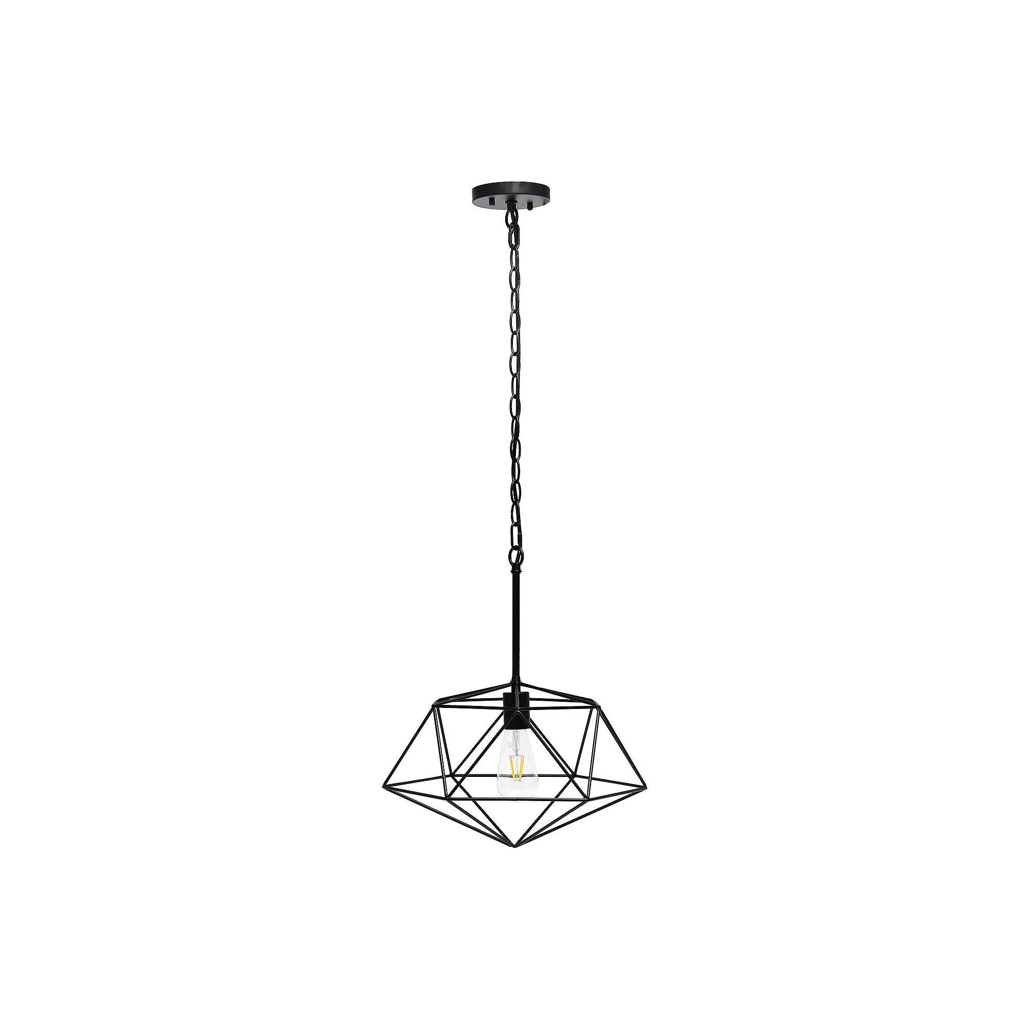 Asstd National Brand 1-Light 16" Modern Metal Wire Paragon Hanging Ceiling Fixture Pendant Light LHP-3003-BK - BLACK ONE SIZE