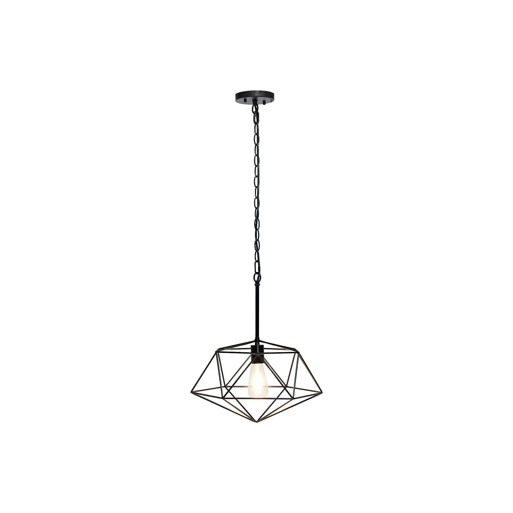 Asstd National Brand 1-Light 16" Modern Metal Wire Paragon Hanging Ceiling Fixture Pendant Light LHP-3003-BK - BLACK ONE SIZE