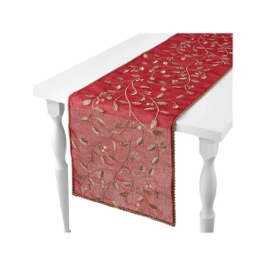 Avanti Allover Leaf 120" Table Runner - RED ONE SIZE