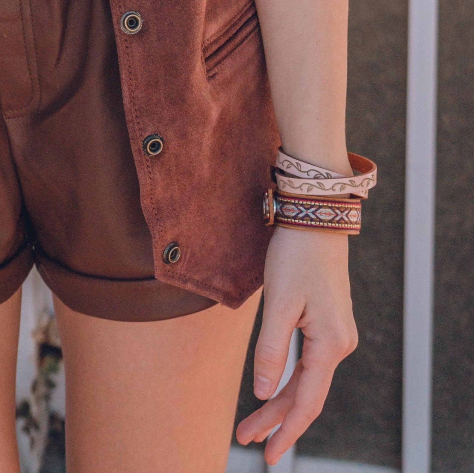 Aztec Cuff Bracelet in Tan