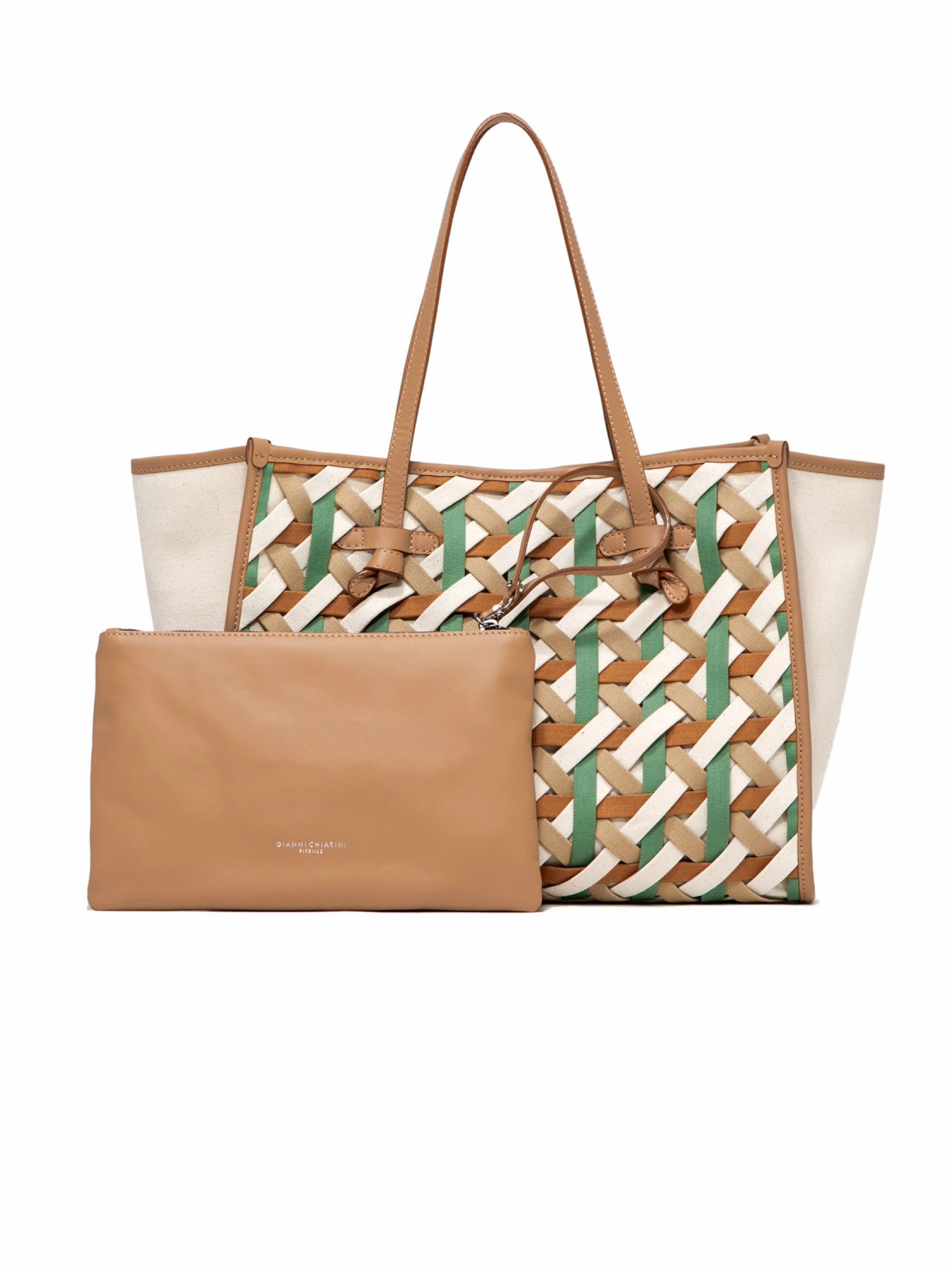 Bag in Multicolor Woven Canvas Fabric