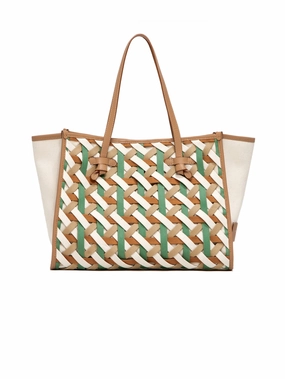 Bag in Multicolor Woven Canvas Fabric
