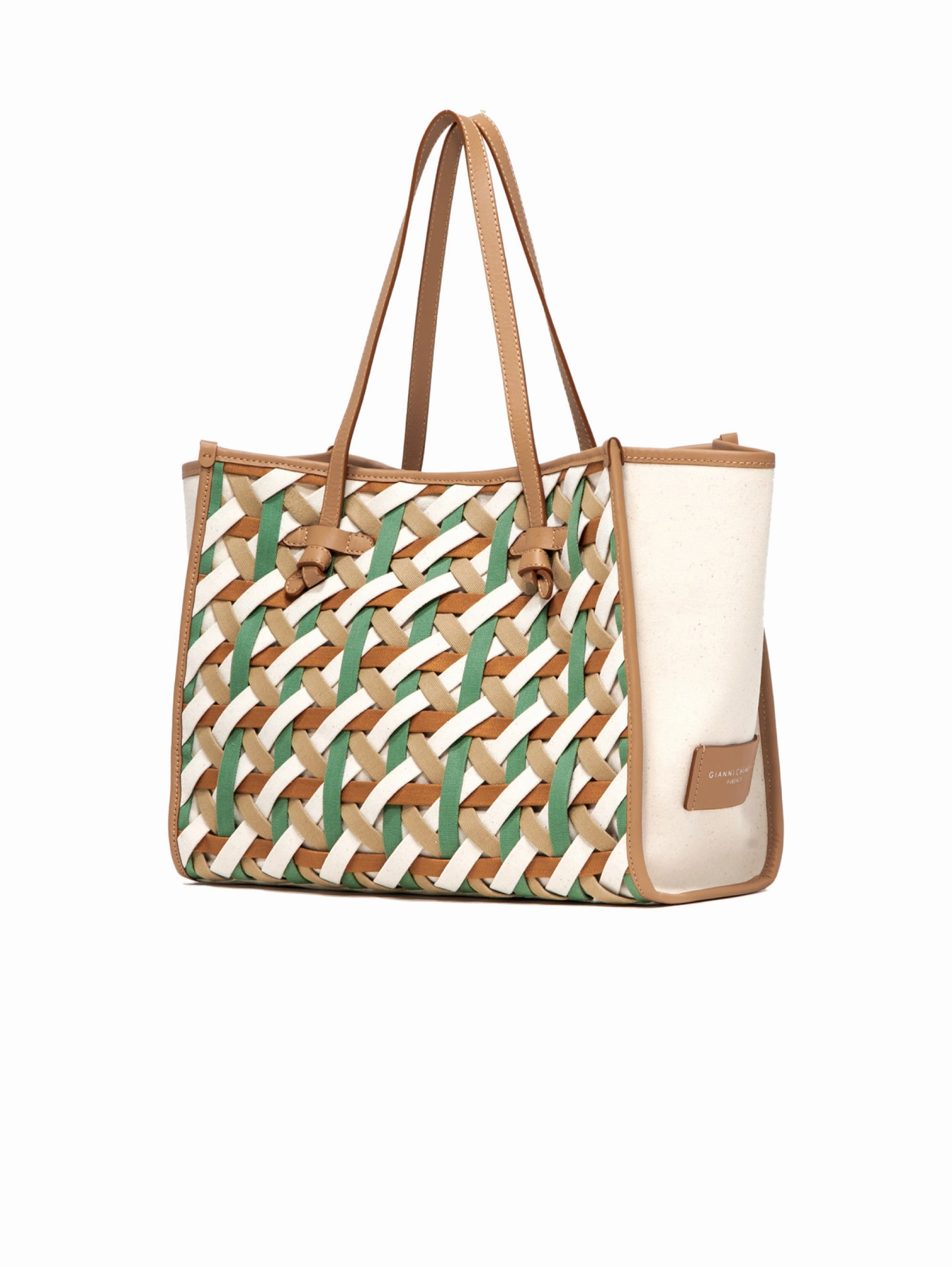 Bag in Multicolor Woven Canvas Fabric