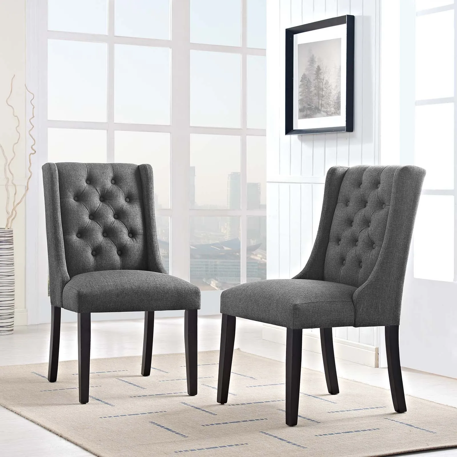Baronet Dining Chair Fabric Set of 2 by Modway