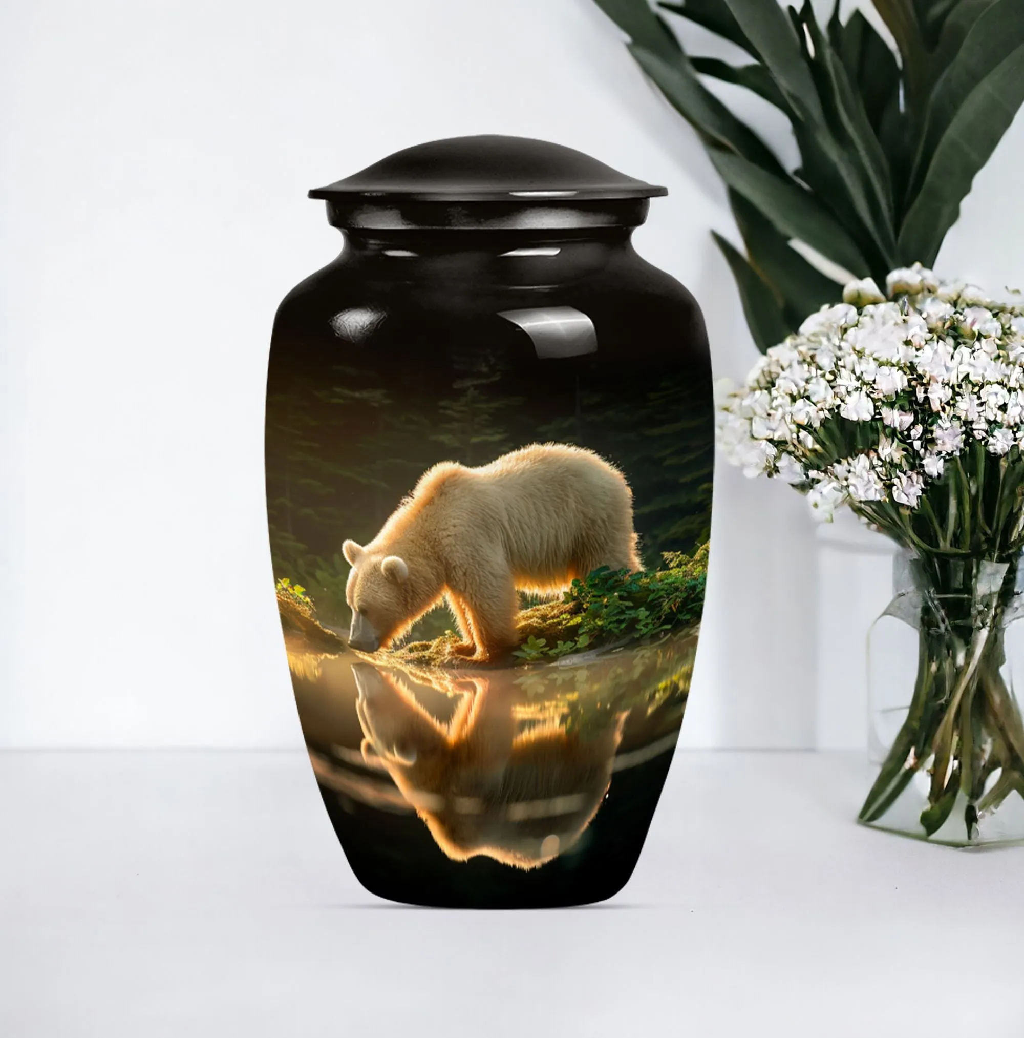 Bear Engraved Cremation Urn - Exquisite Cremation Memorial