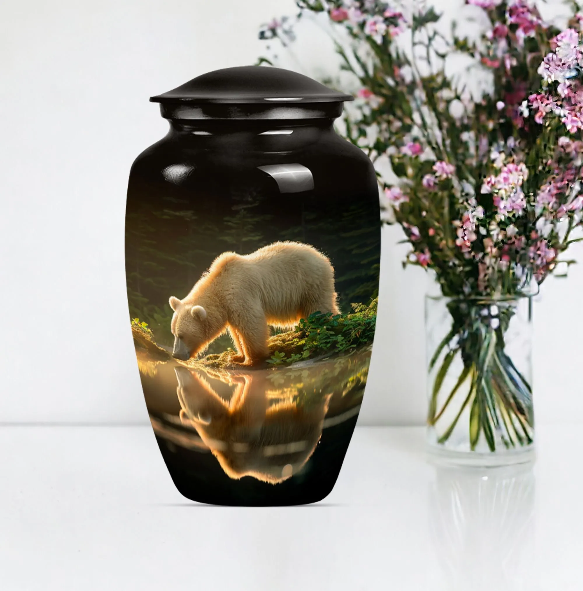 Bear Engraved Cremation Urn - Exquisite Cremation Memorial