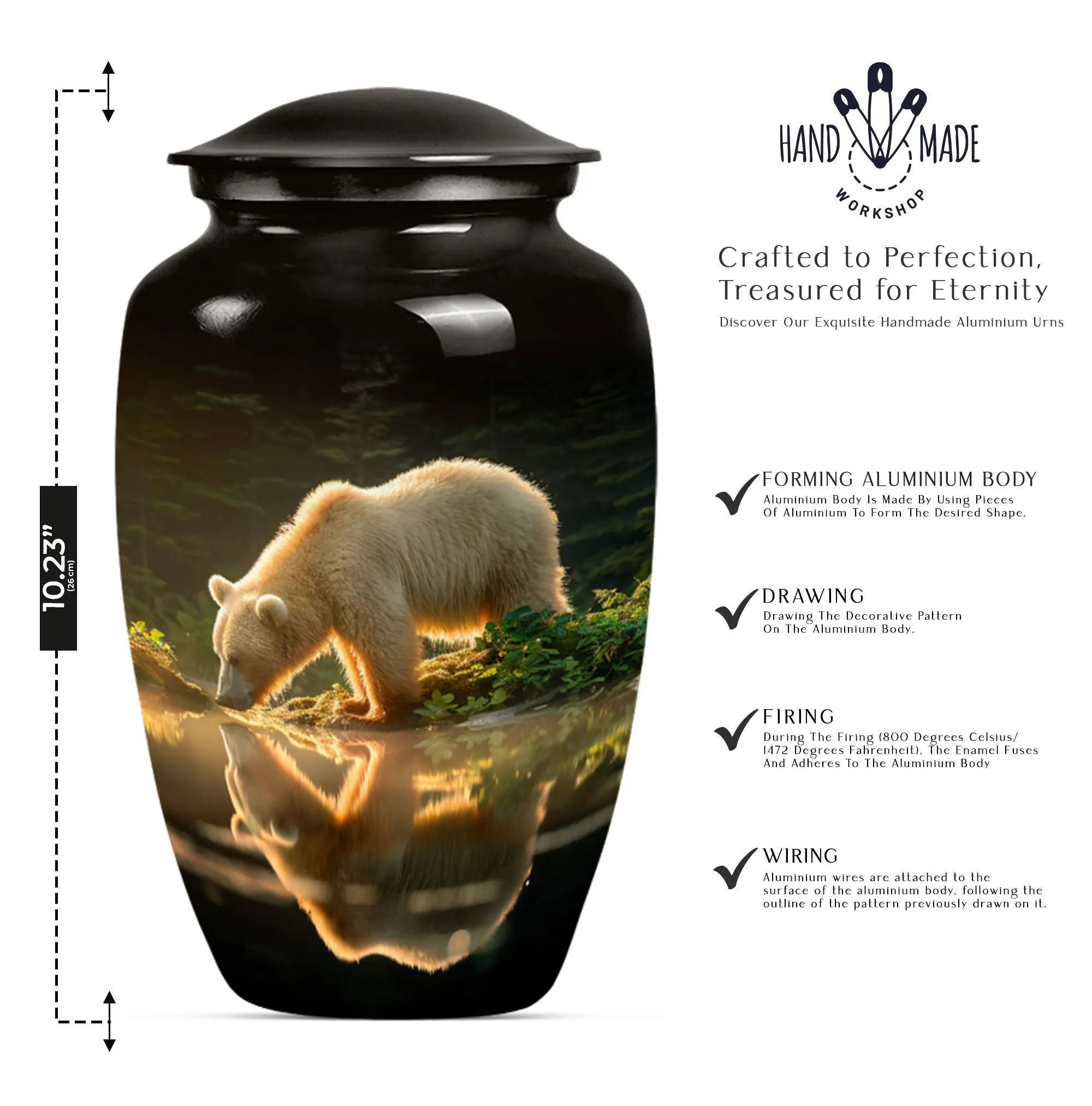 Bear Engraved Cremation Urn - Exquisite Cremation Memorial