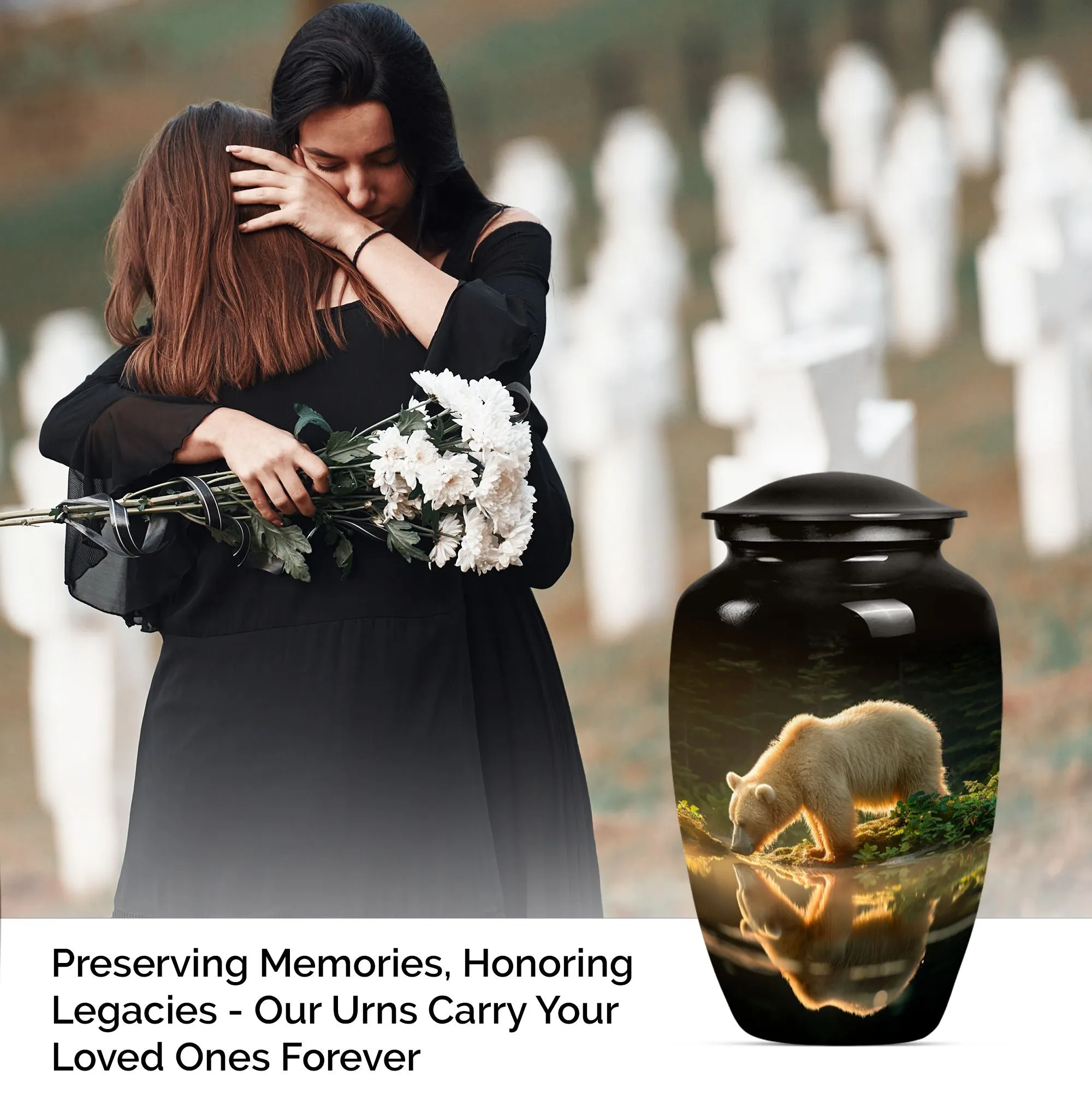 Bear Engraved Cremation Urn - Exquisite Cremation Memorial