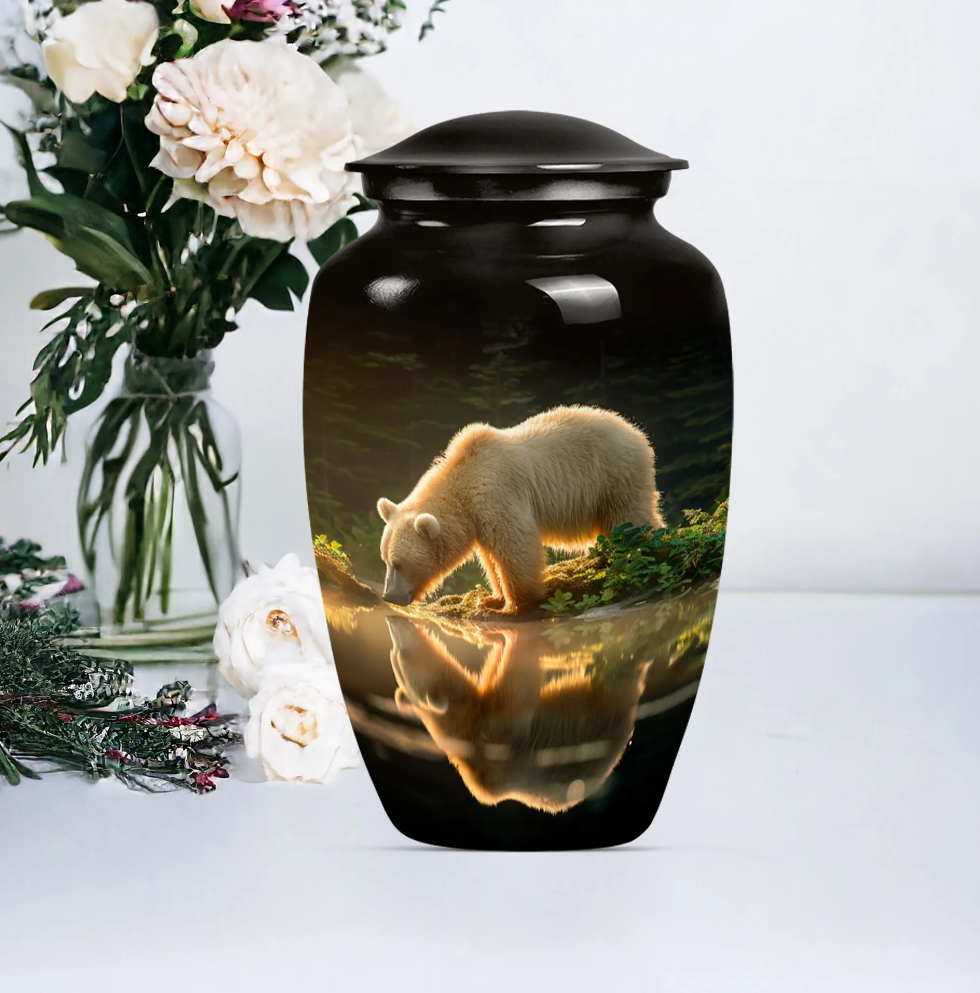 Bear Engraved Cremation Urn - Exquisite Cremation Memorial