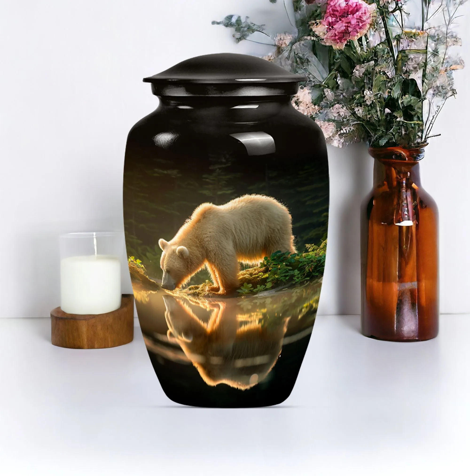 Bear Engraved Cremation Urn - Exquisite Cremation Memorial