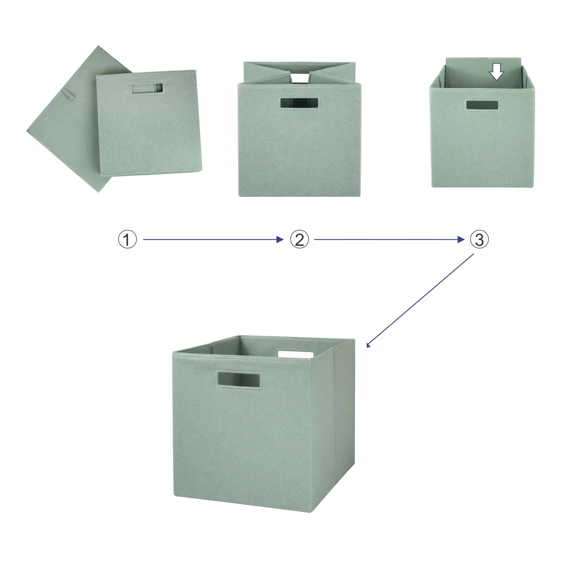 Better Homes & Gardens BHD436150707015 2 Pack Felt Cube Storage Bins, 12.75"x12.75" Soft Green