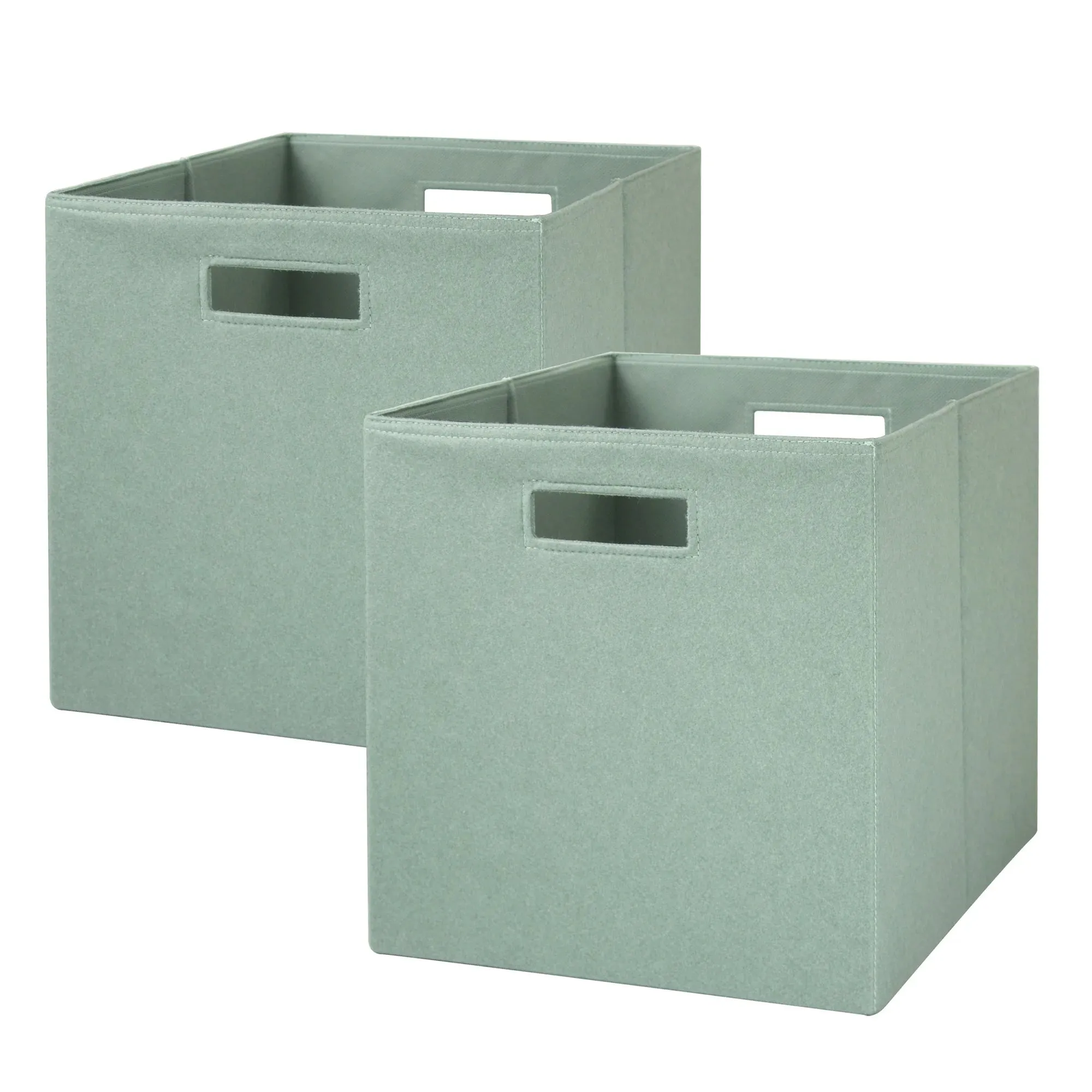 Better Homes & Gardens BHD436150707015 2 Pack Felt Cube Storage Bins, 12.75"x12.75" Soft Green