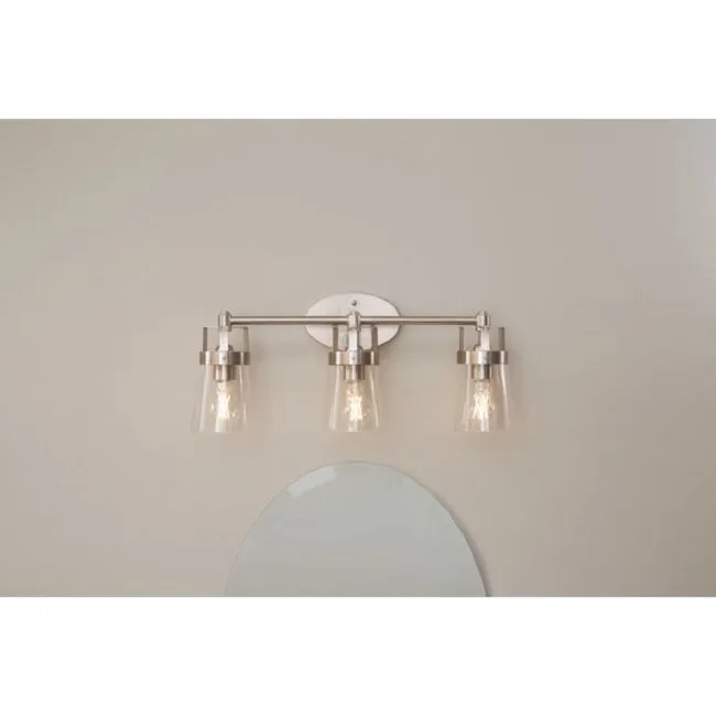 Better Homes & Gardens BV09A1927N3S Safford LED Modern Home Indoor Vanity Light, 3 Lights, Satin Nickel 4.5 Watts