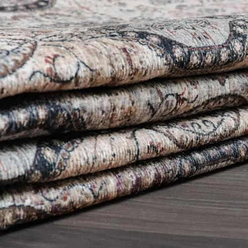 CAMILSON RAIN2007-OLV-8x10 Machine Washable Rug Distressed Vintage Area Rug Stain and Water Resistant