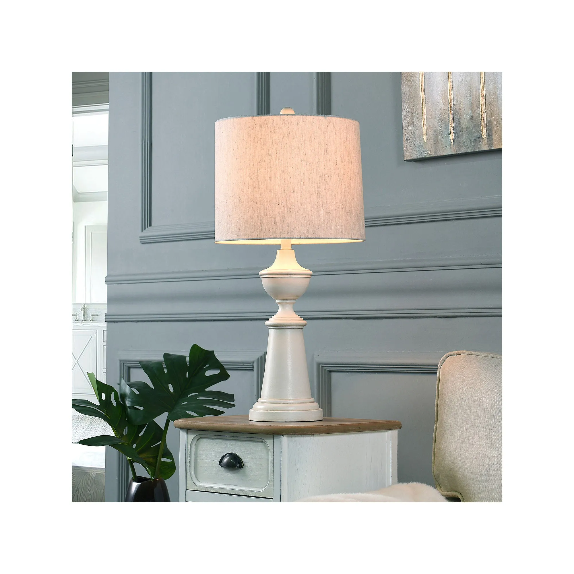 Collective Design By Stylecraft Baluster Style Table Lamp TL332567JCDS - SATIN WHITE ONE SIZE