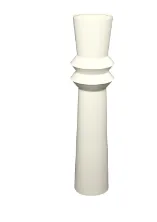 CREAM METAL TALL ART DECO FLUTED FLOOR VASE