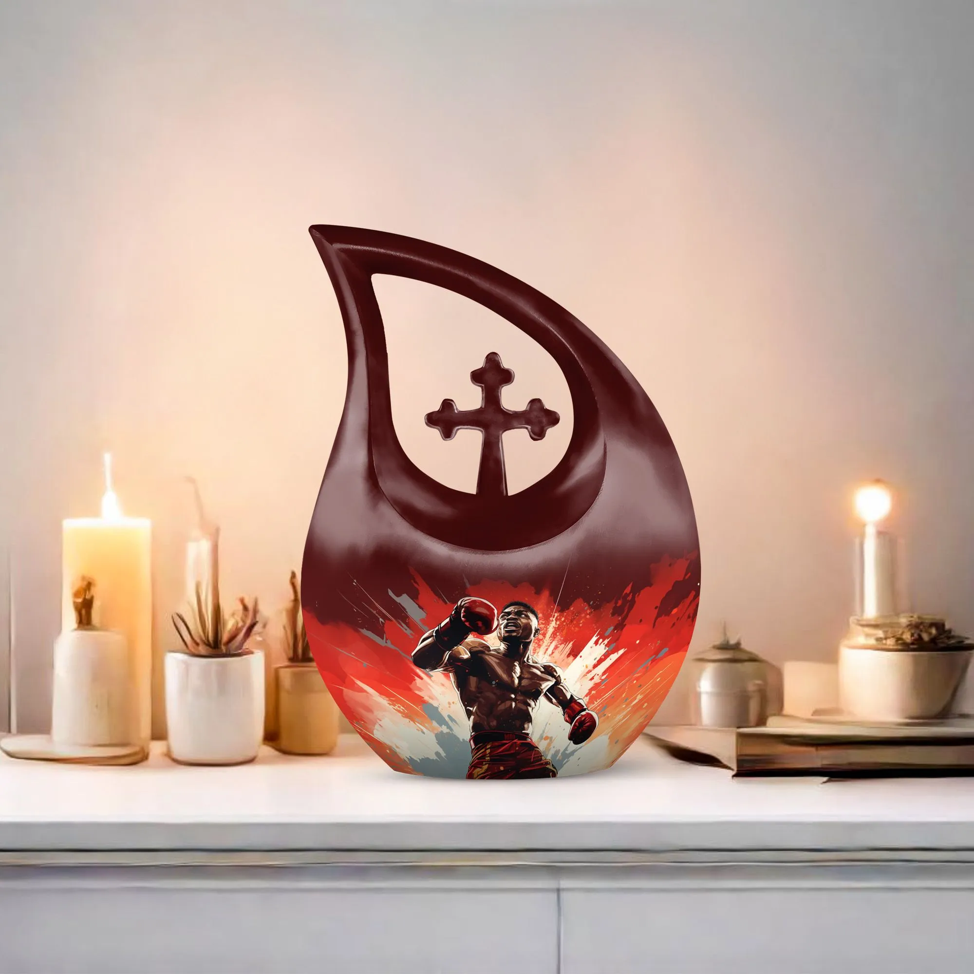 Cross Drop Boxing Urn-Memorable Keepsake Urn for Ashes