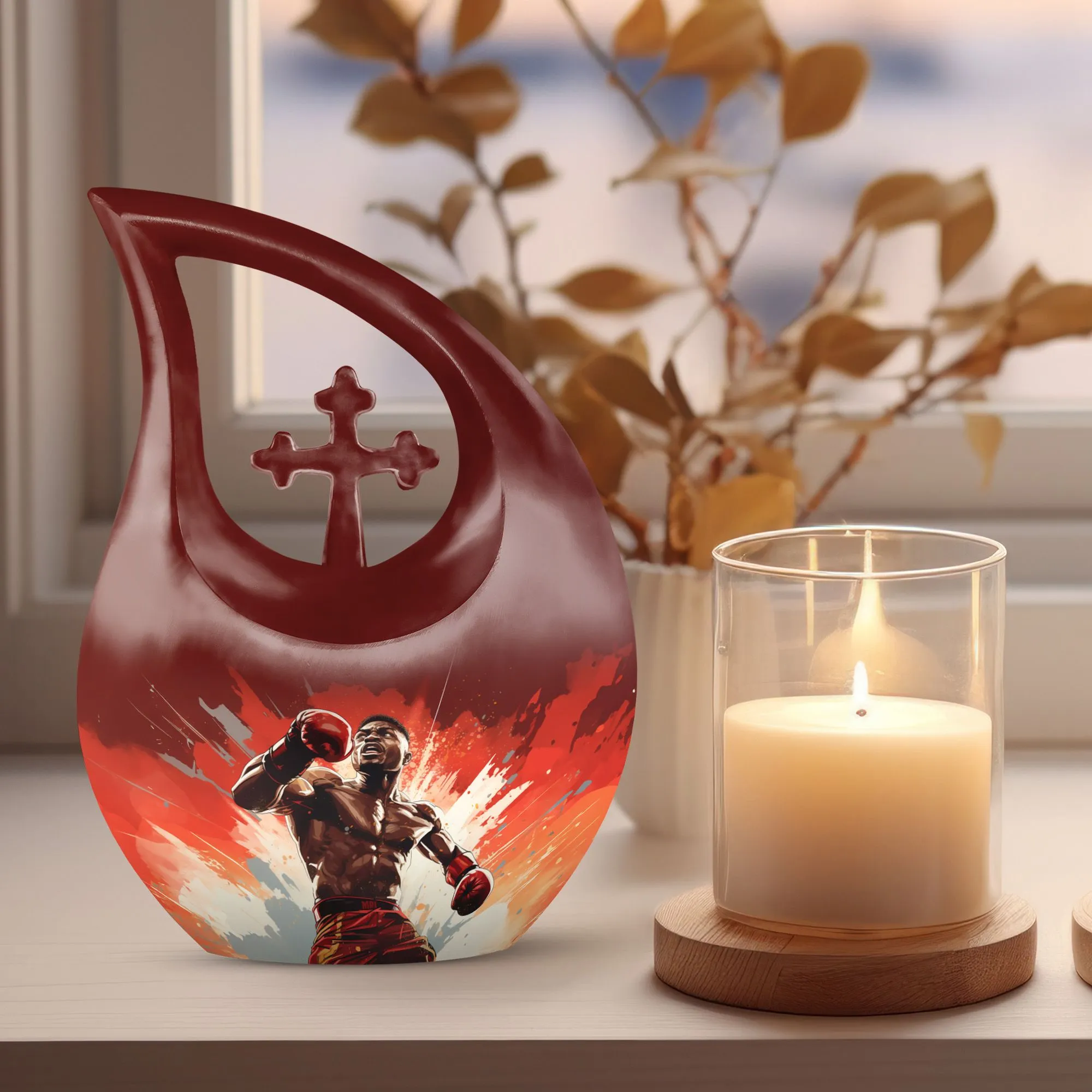 Cross Drop Boxing Urn-Memorable Keepsake Urn for Ashes