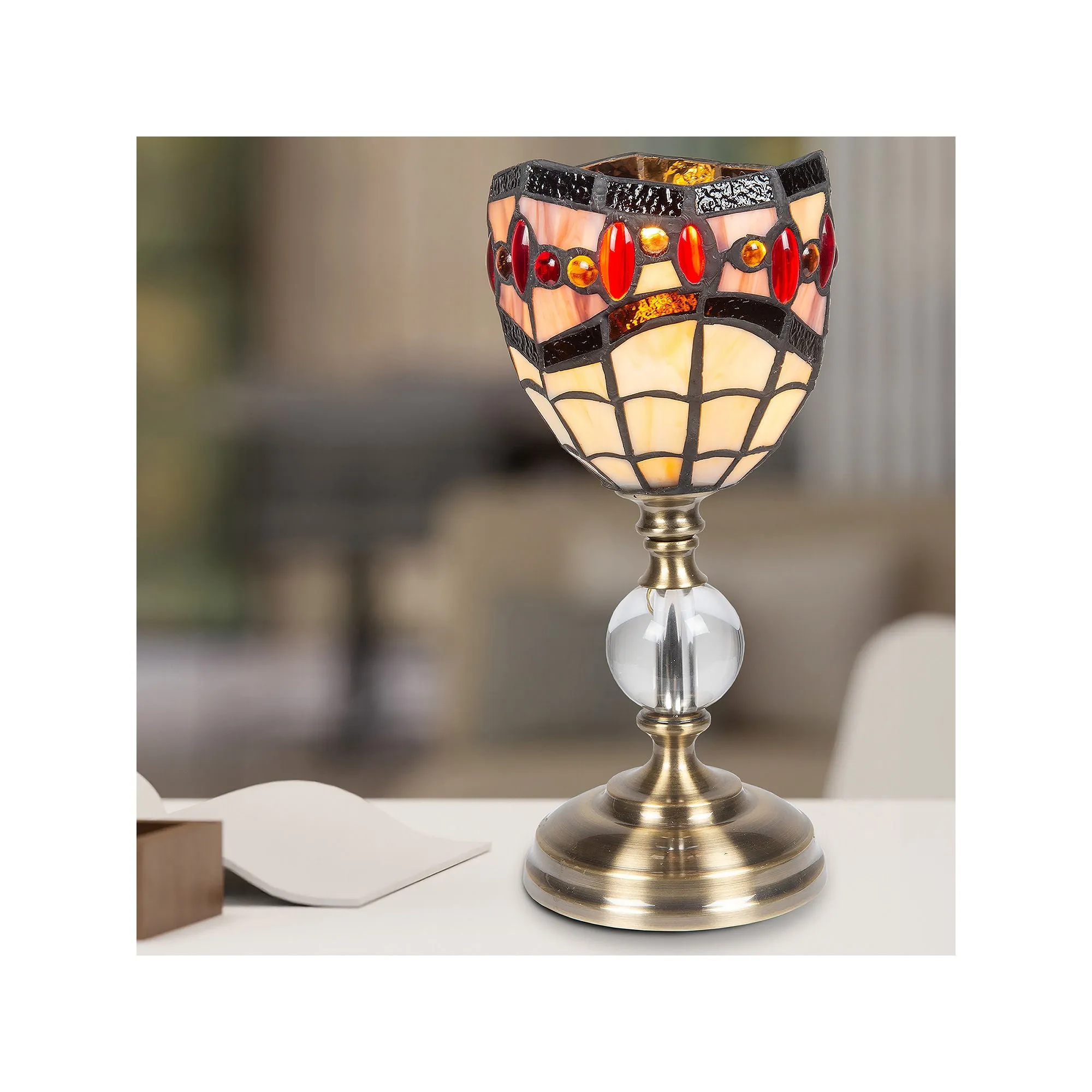 Dale Tiffany 12.5" Fall River Tiffany Desk Lamp - BEIGE ONE SIZE