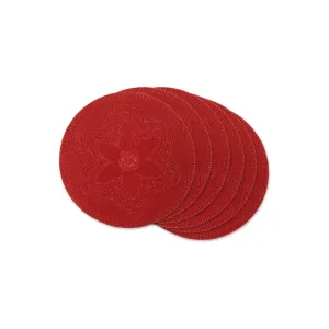 Design Imports Vintage Red Floral Woven Round 6-Pc. Placemats - VINTAGE RED ONE SIZE