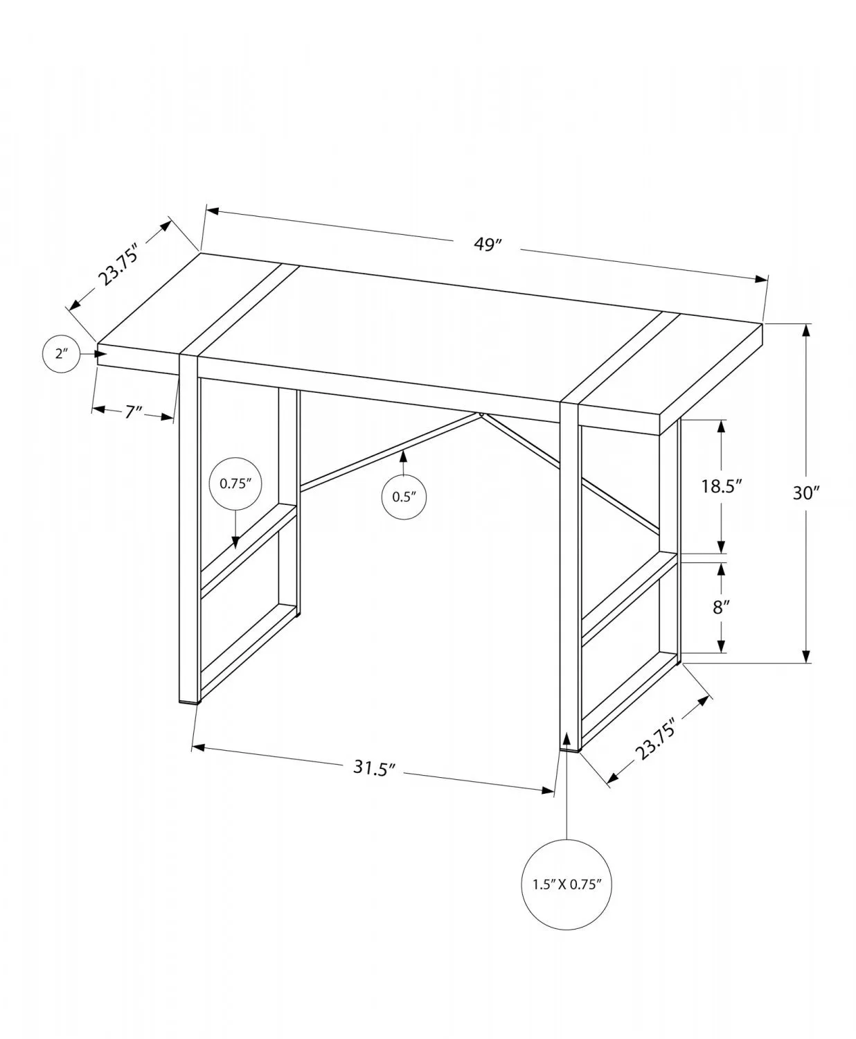 Dray Desk - Dark Grey