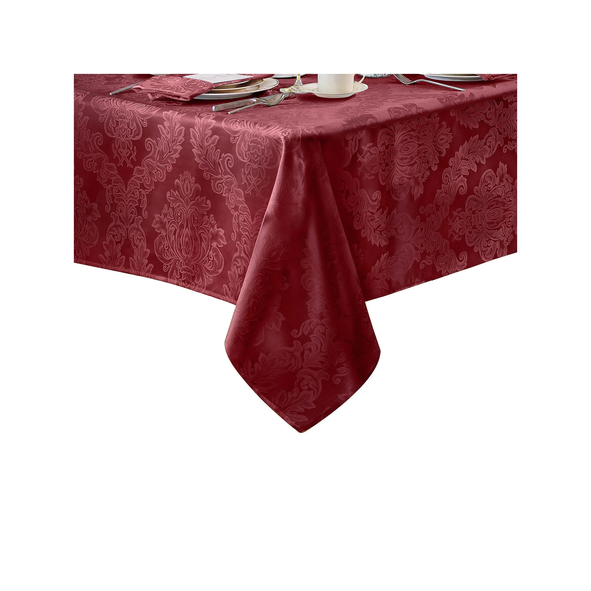Elrene Home Fashions Barcelona Jacquard Damask Tablecloth - BURGUNDY ONE SIZE