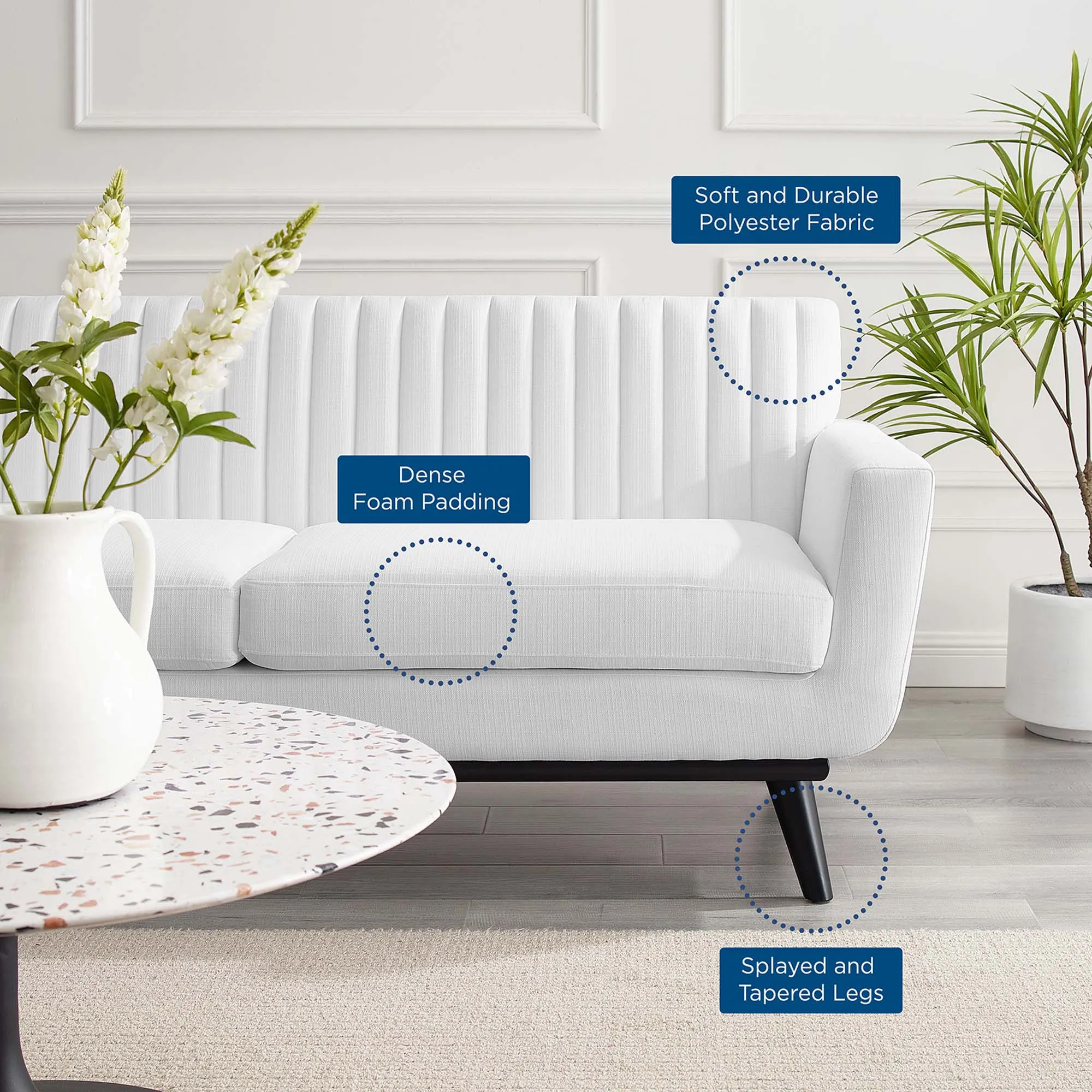 Engage Channel Tufted Fabric Loveseat by Modway