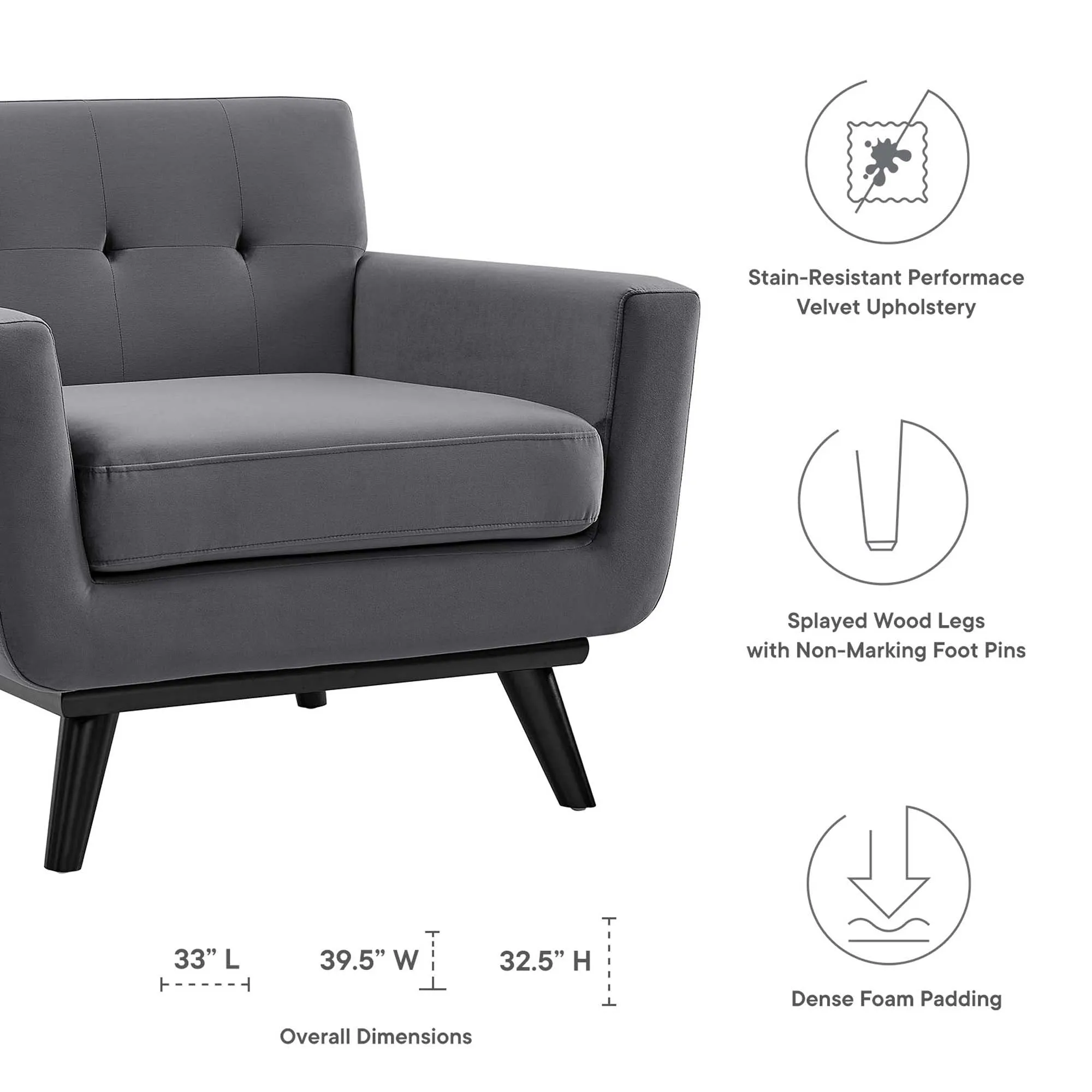 Engage Performance Velvet Armchair by Modway