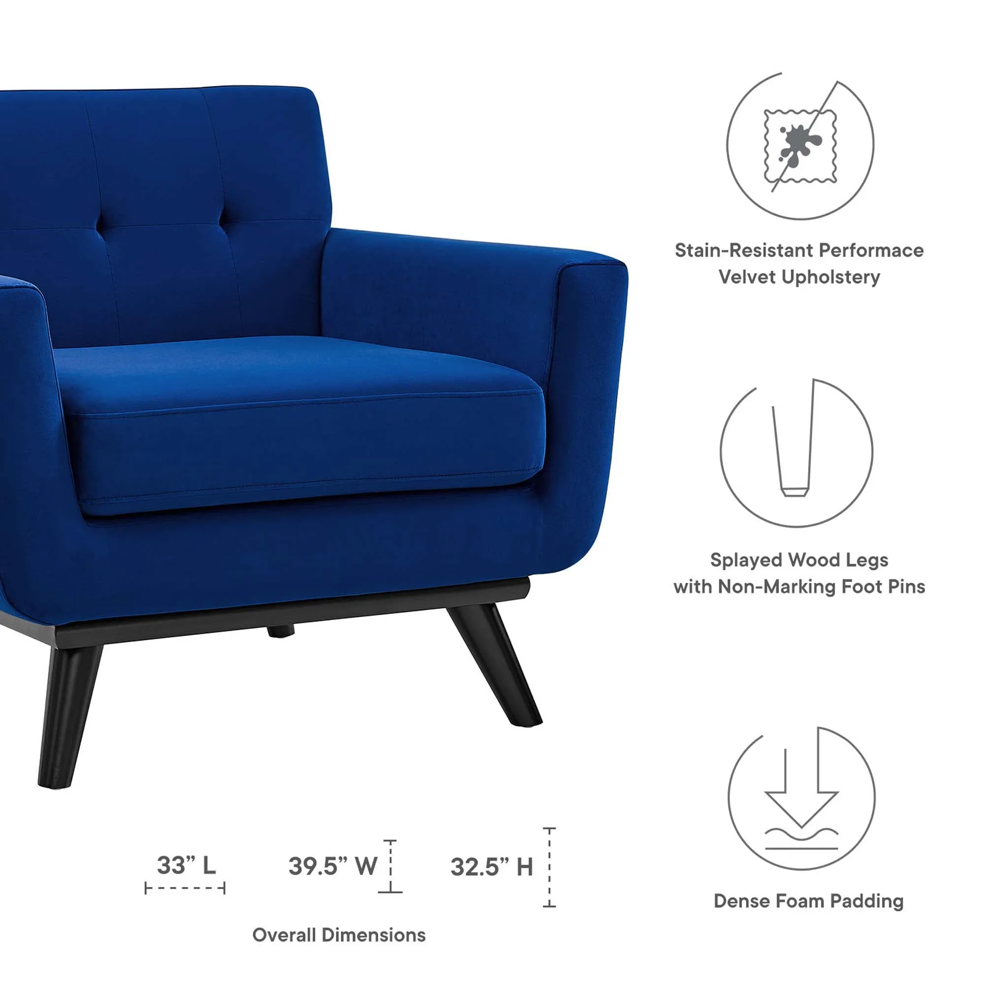 Engage Performance Velvet Armchair by Modway