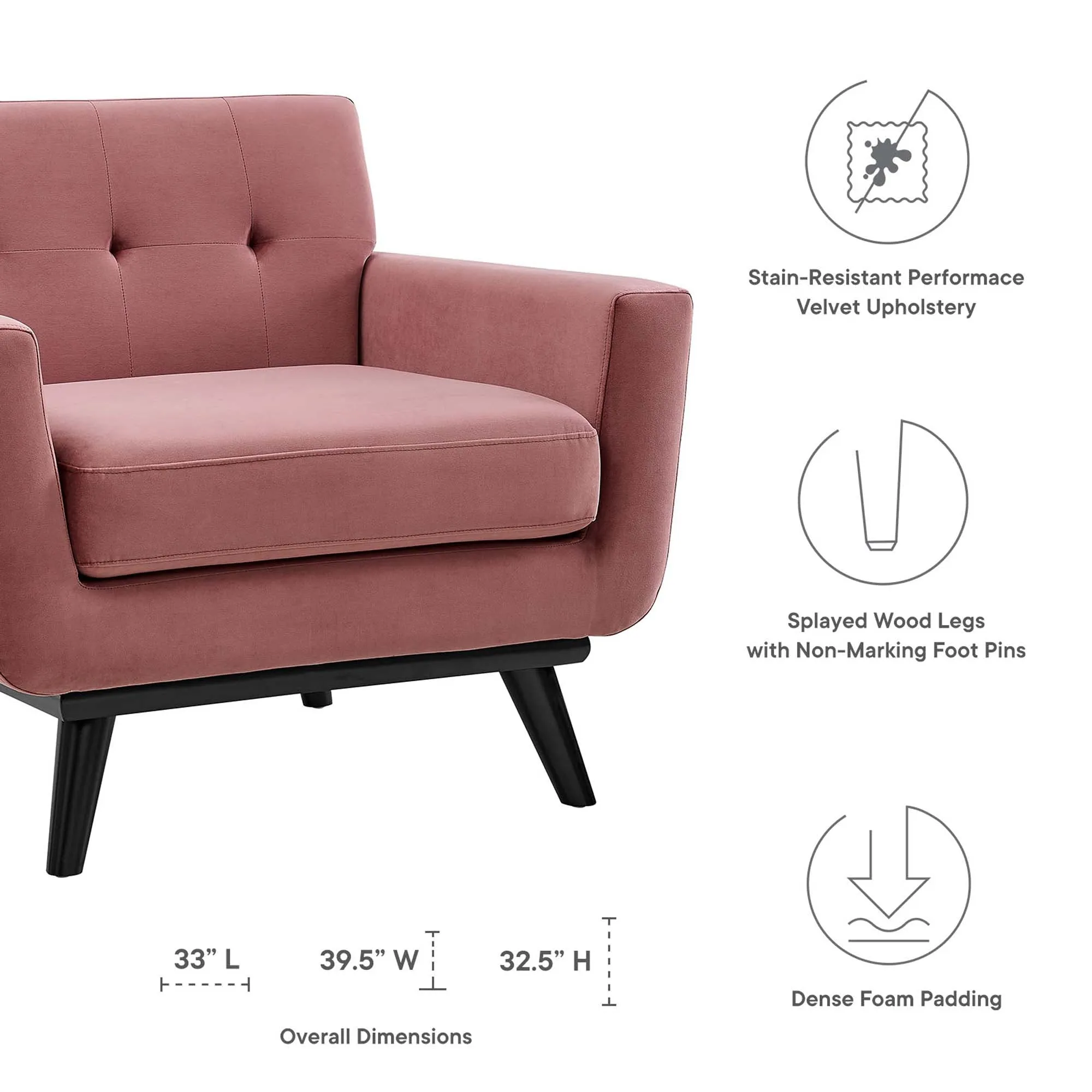 Engage Performance Velvet Armchair by Modway