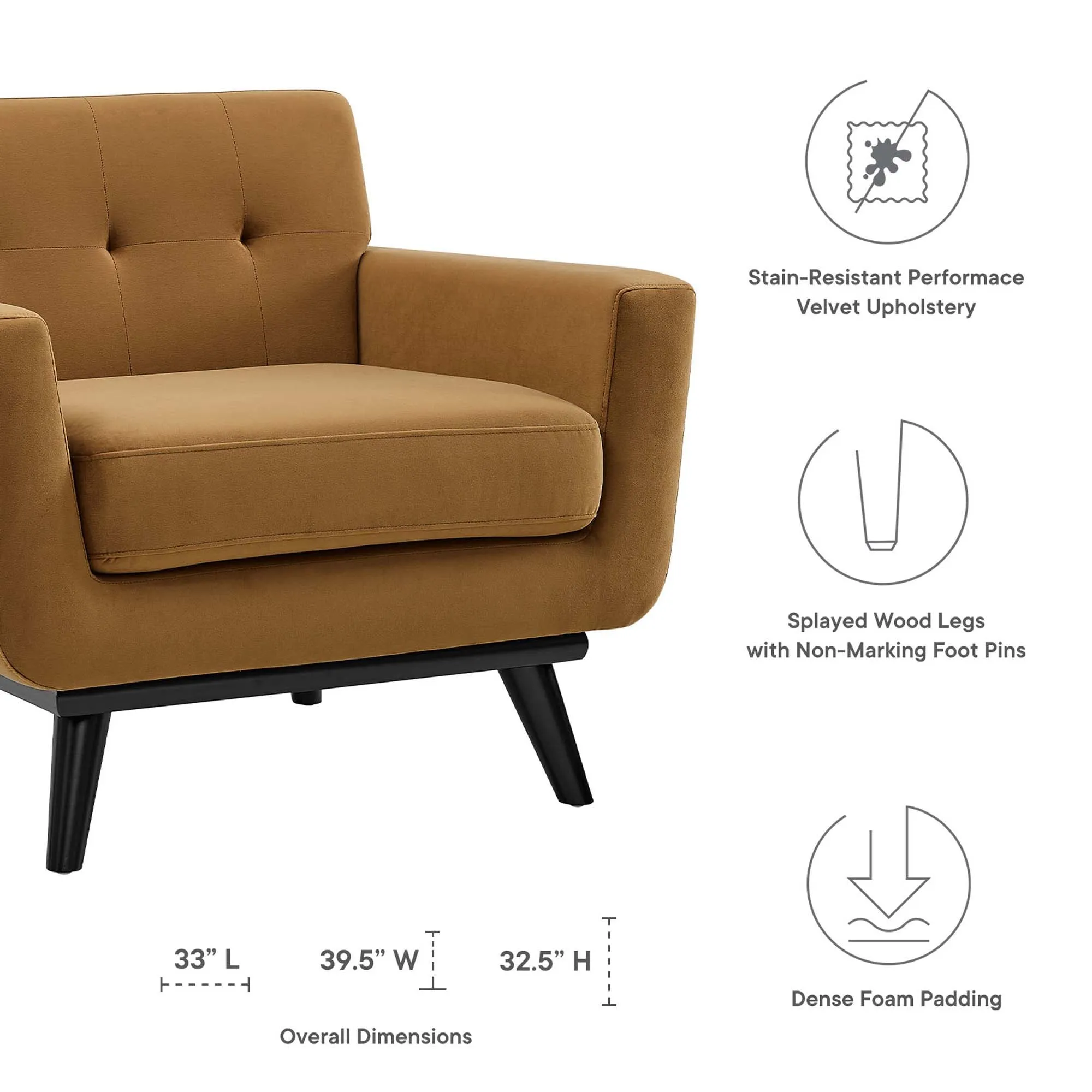 Engage Performance Velvet Armchair by Modway