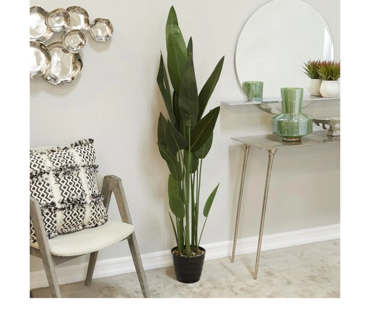 GREEN FAUX FOLIAGE BIRD OF PARADISE ARTIFICIAL PLANT WITH
