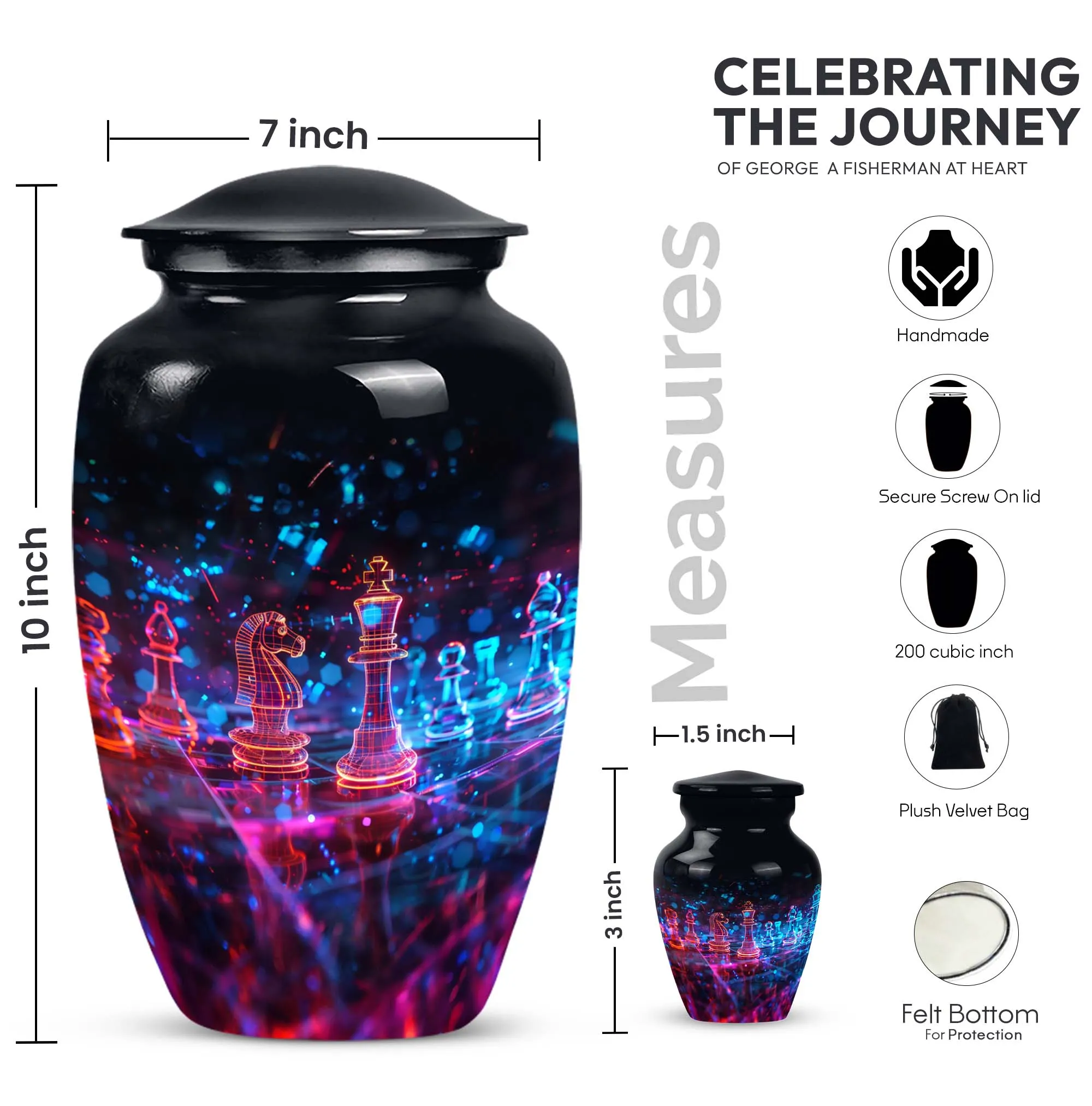 In Memoriam Chess-theme Adult Urn: A Classic Tribute