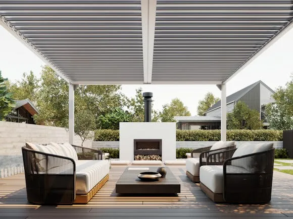Louvre Roof System Wall Mount 4m x 3m White