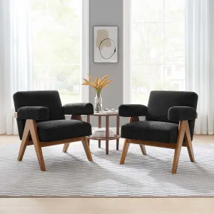 Lyra Boucle Fabric Armchair - Set of 2 by Modway