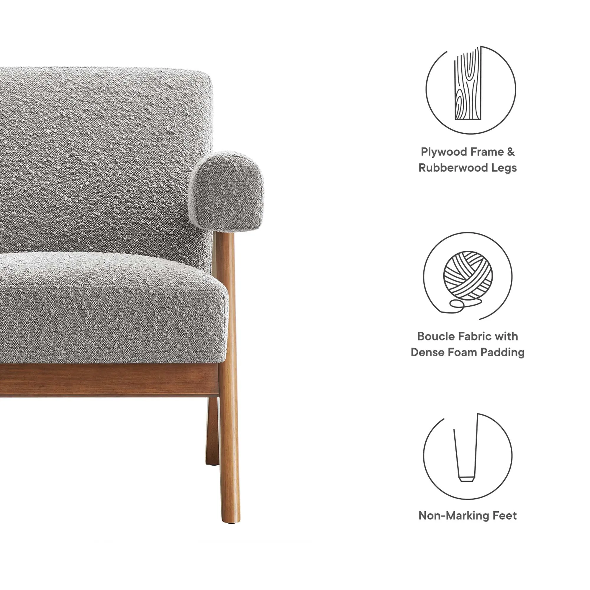 Lyra Boucle Fabric Armchair - Set of 2 by Modway