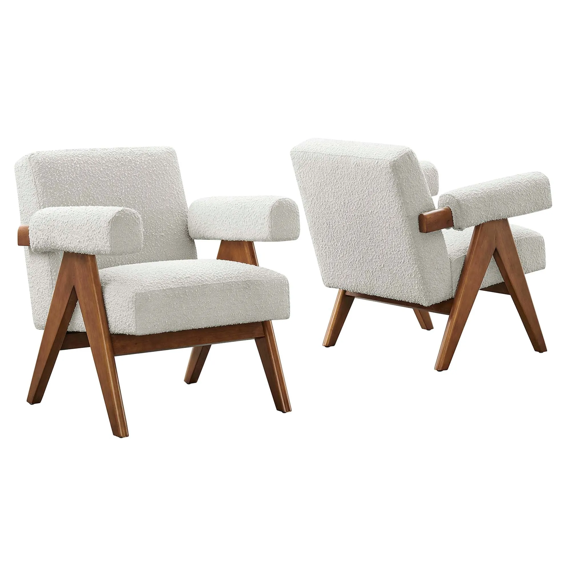 Lyra Boucle Fabric Armchair - Set of 2 by Modway