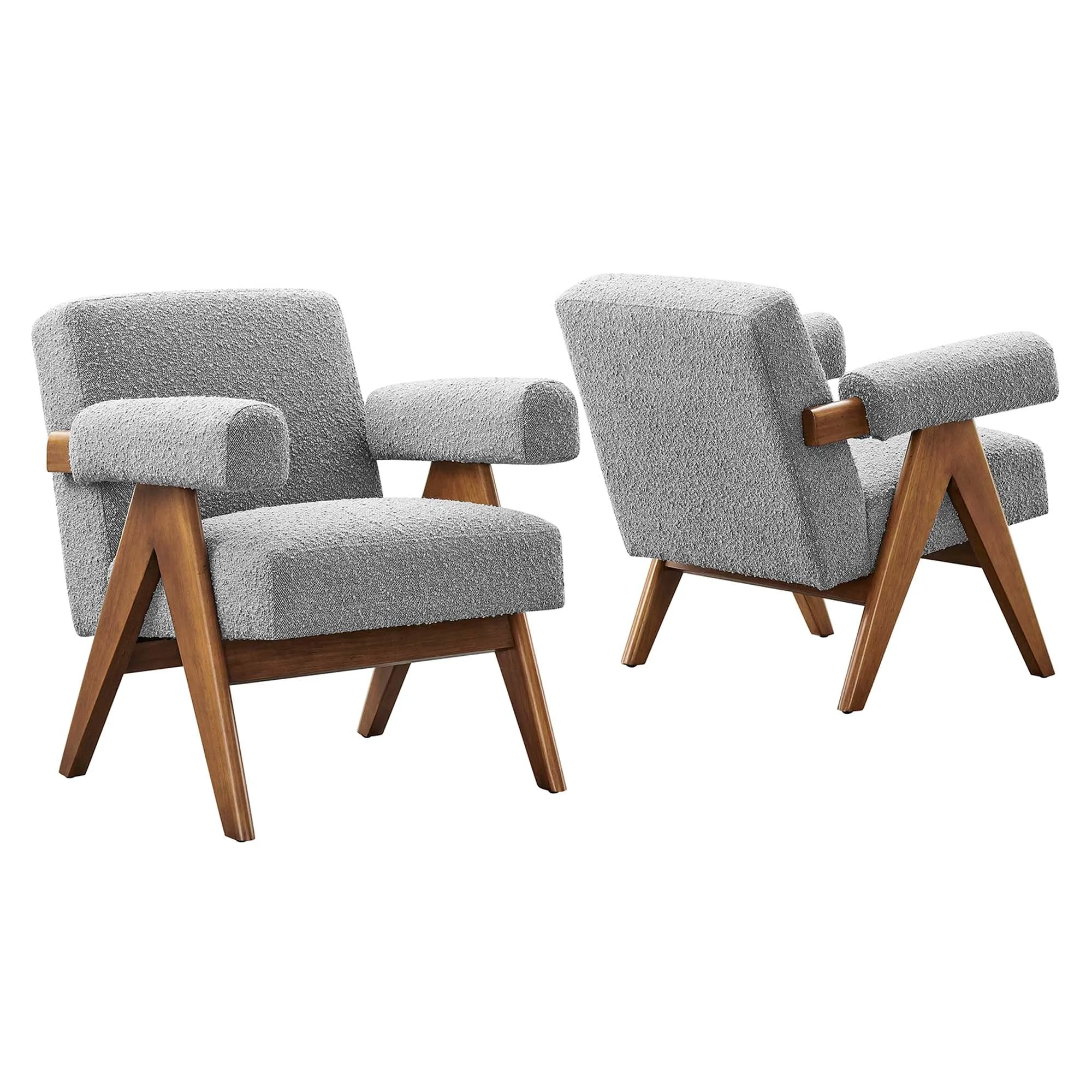 Lyra Boucle Fabric Armchair - Set of 2 by Modway