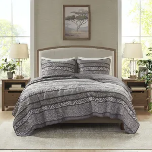 Madison Park Kenneth 3-pc. Reversible Coverlet Set Gray - King-California King