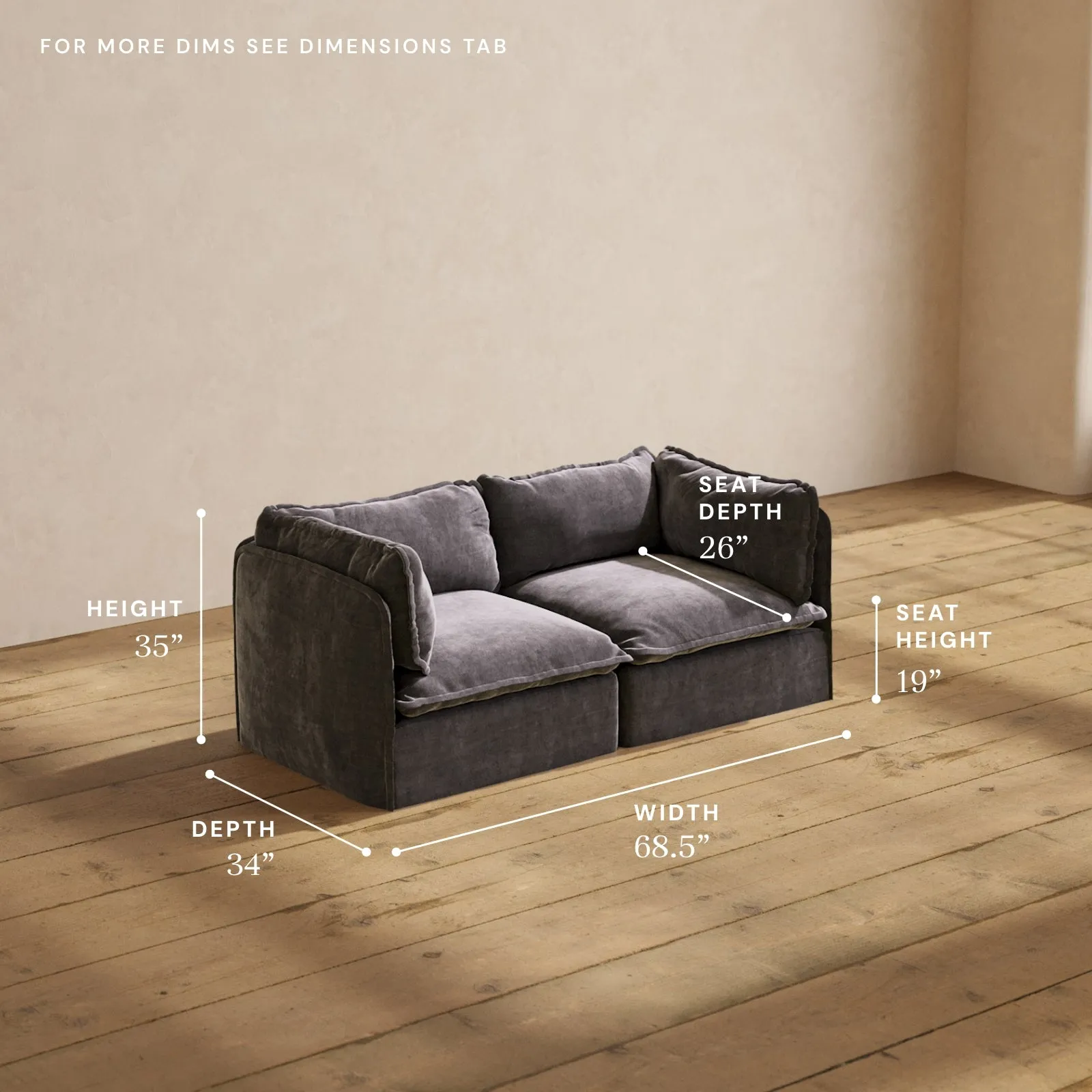 Modular Performance 2-Seater in Cinder | Deluxe Blend