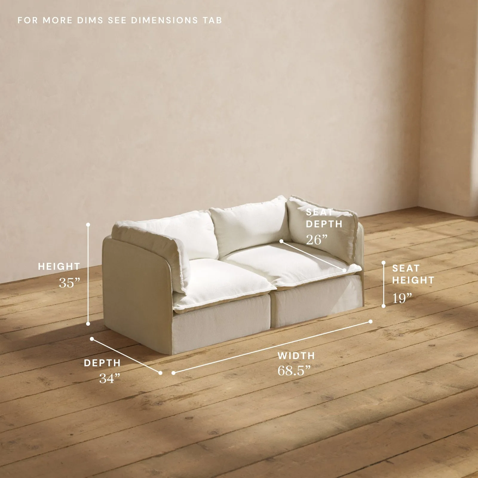 Modular Performance 2-Seater in Eggshell | Deluxe Blend