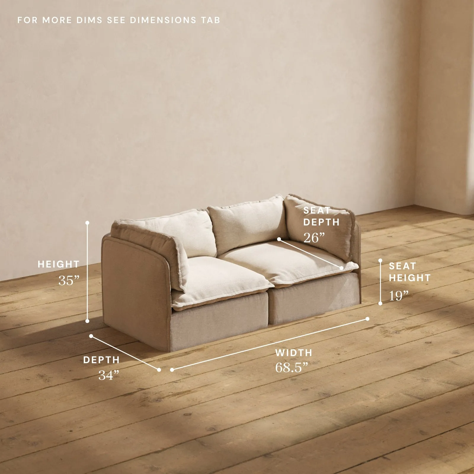 Modular Performance 2-Seater in Oat | Deluxe Blend