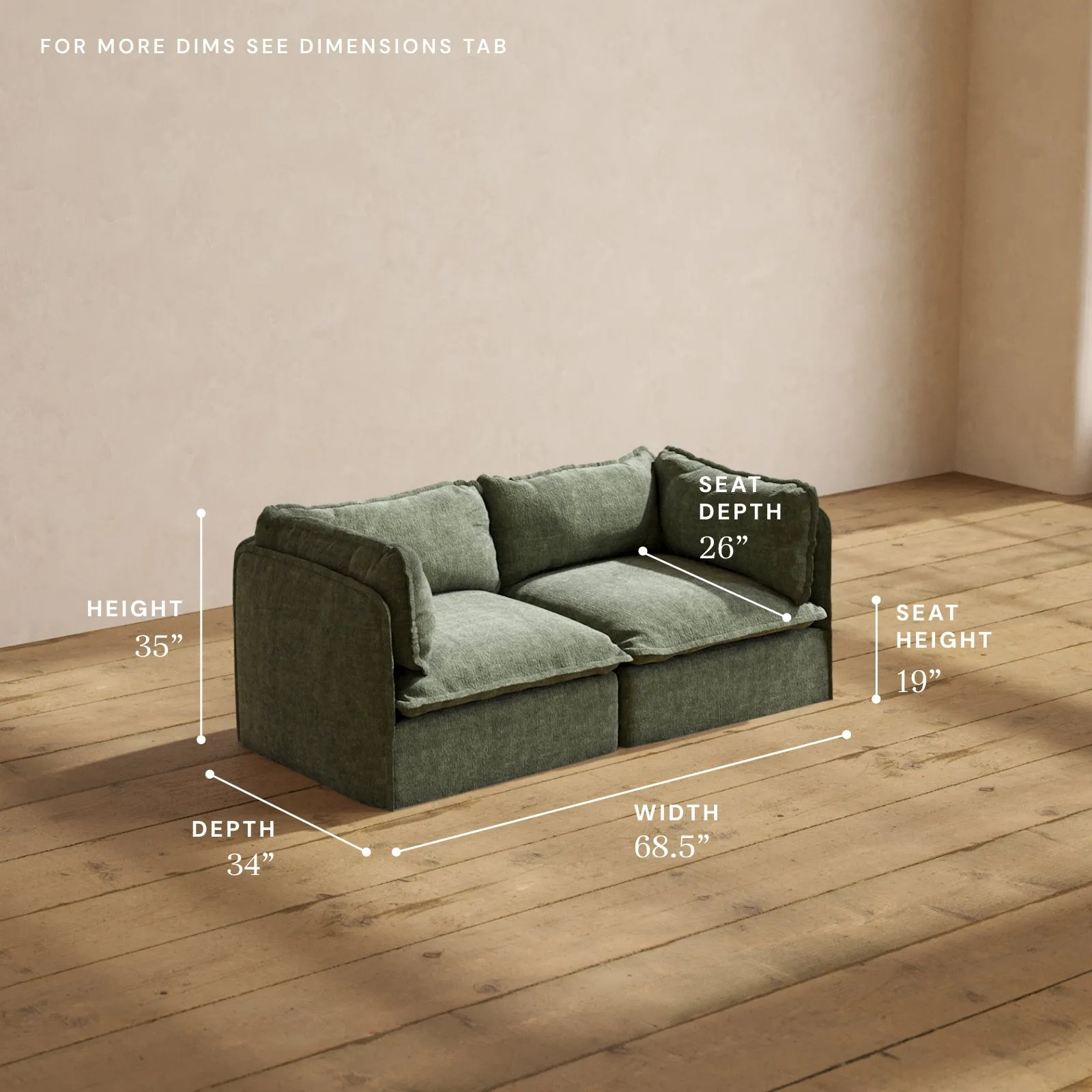 Modular Performance 2-Seater in Willow | Deluxe Blend