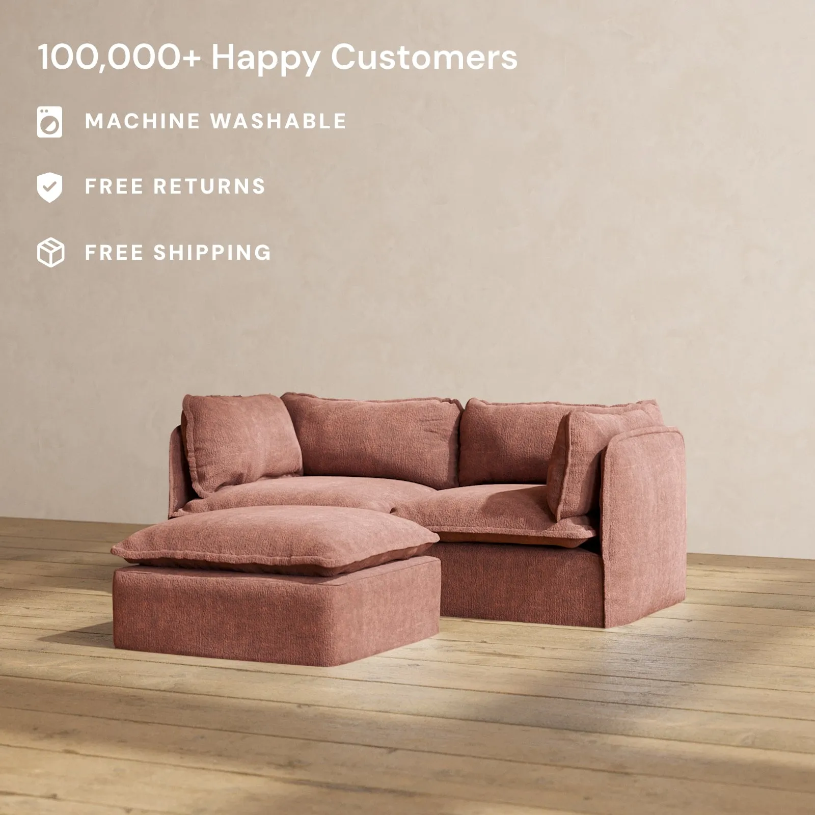 Modular Performance 2-Seater   Ottoman in Chestnut | Deluxe Blend