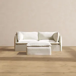 Modular Performance 2-Seater   Ottoman in Eggshell | Relaxed Blend