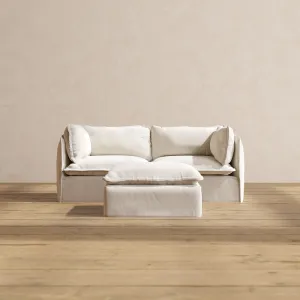 Modular Performance 2-Seater   Ottoman in Flour | Deluxe Blend