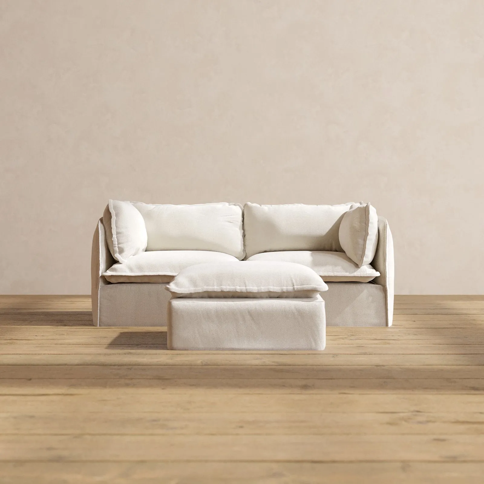 Modular Performance 2-Seater   Ottoman in Flour | Deluxe Blend