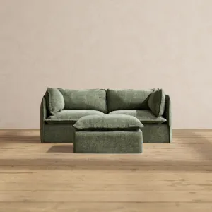 Modular Performance 2-Seater   Ottoman in Willow | Deluxe Blend